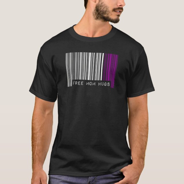 Free Mamma Hugs Asexuellt Pride Flagga Barcode Lgb T Shirt (Framsida)