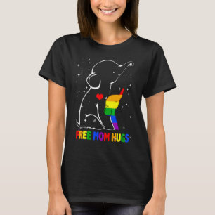 Free Mamma Hugs Cute Elephant Animal Rainbow Heart T Shirt