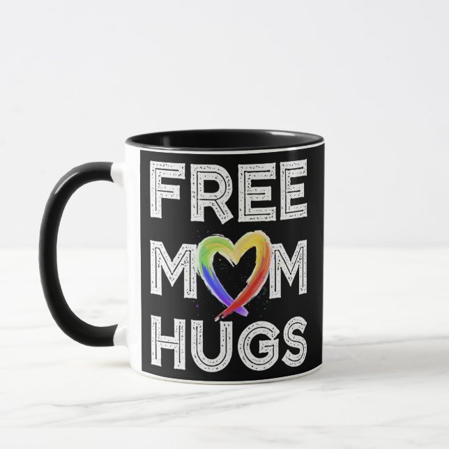 Free Mamma Hugs Free Mamma Hugs Rainbow Gay pride  Mugg (Vänster)