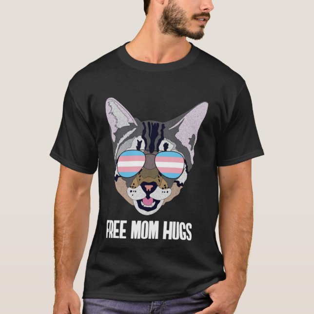 Free Mamma Hugs Funny Cat Trans Pride Pullover Huv T Shirt (Framsida)