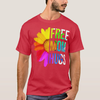 Free Mamma Hugs Gay pride HBT Daisy Rainbow Flower T Shirt