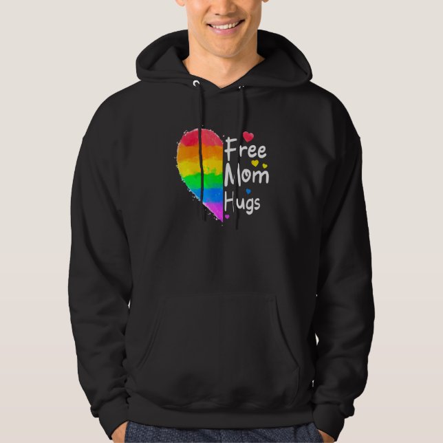 Free Mamma Hugs Gay pride Lgbt Daisy Rainbow Flowe Hoodie (Framsida)