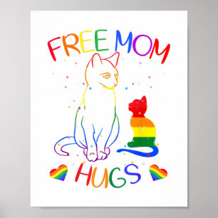 Free Mamma Hugs - HBT Cat Gay pride Rainbow Poster