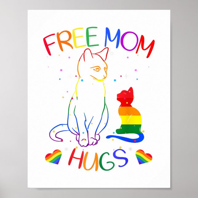 Free Mamma Hugs - HBT Cat Gay pride Rainbow Poster (Framsidan)