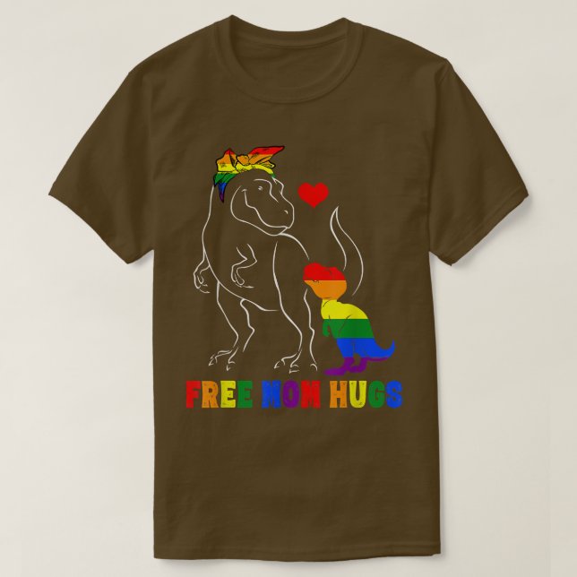 Free Mamma Hugs - HBT Mamma Mamasaurus Rainbow Gif T Shirt (Design framsida)