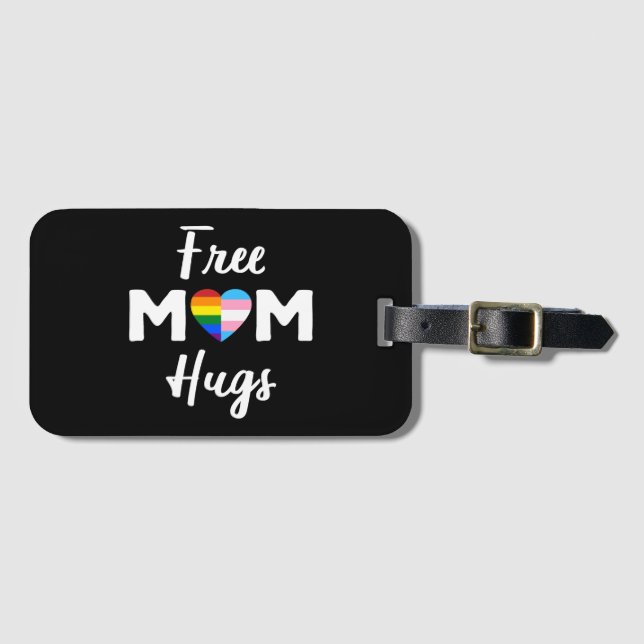 Free Mamma Hugs II - Rainbow Gay Trans Pride Bagagebricka (Framsida horisontal)