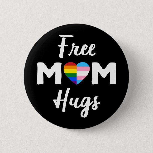 Free Mamma Hugs II - Rainbow Gay Trans Pride Knapp (Framsida)