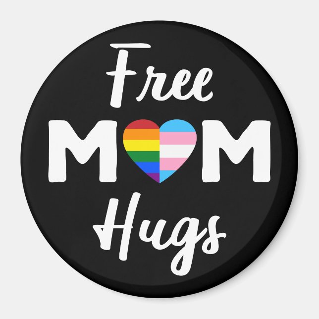 Free Mamma Hugs II - Rainbow Gay Trans Pride Magnet (Framsidan)