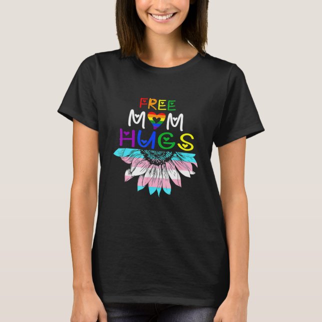 Free Mamma Hugs Lgbt Lgbtq Pride Rainbow Sunflow T Shirt (Framsida)