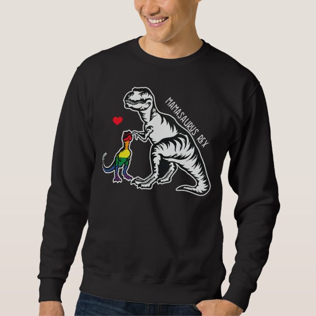 Free Mamma Hugs LGBT Mamma Saurus Rex Shirt, Proud Lång Ärmad Tröja (Framsida)