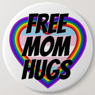 Free Mamma Hugs LGBT Pride Rainbow Heart Knapp
