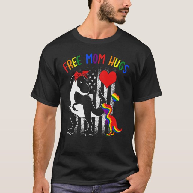 Free Mamma Hugs Lgbt Rex Rainbow Transgender Pride T Shirt (Framsida)