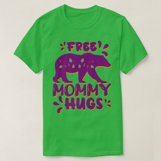 Free Mamma Hugs Lila Red Gult Rosa Bear Premiu T Shirt (Design framsida)