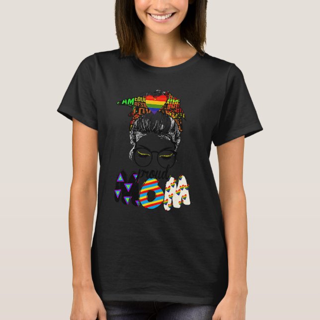 Free Mamma Hugs Messy Bun Lgbt Pride Sol Rainbow T Shirt (Framsida)