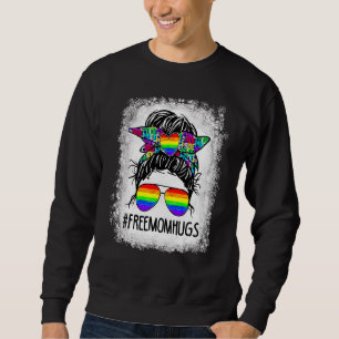 Free Mamma Hugs Messy Bun Rainbow Flagga Lgbt Lesb Lång Ärmad Tröja