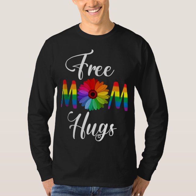 Free Mamma Hugs Pride LGBT Gift T Shirt (Framsida)