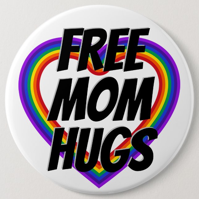 Free Mamma Hugs Pride Rainbow Heart Knapp (Framsida)