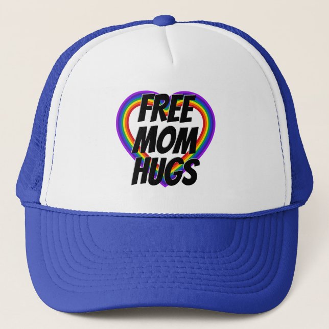 Free Mamma Hugs Pride Rainbow Heart Truckerkeps (Framsida)