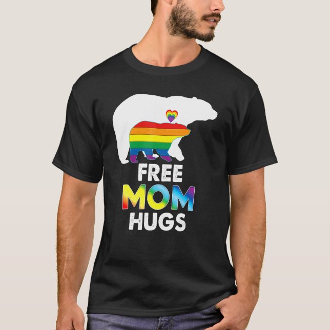 Free Mamma Hugs Rainbow Bear Lgbt Pride Gay Lesbis T Shirt (Framsida)