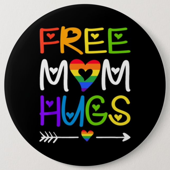 Free Mamma Hugs Rainbow Heart HGBT Pride Knapp (Framsida)