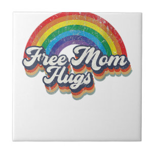 Free Mamma Hugs Rainbow Heart LGBT Flagga LGBT Pri Kakelplatta
