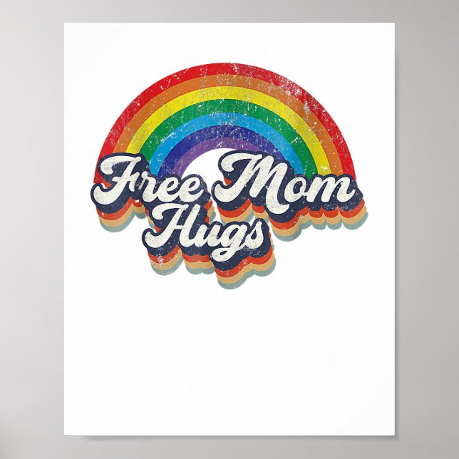Free Mamma Hugs Rainbow Heart LGBT Flagga LGBT Pri Poster (Framsidan)
