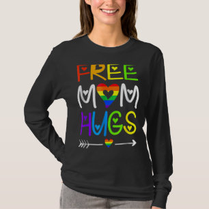 Free Mamma Hugs Rainbow Heart Lgbt Pride månad 2 T Shirt