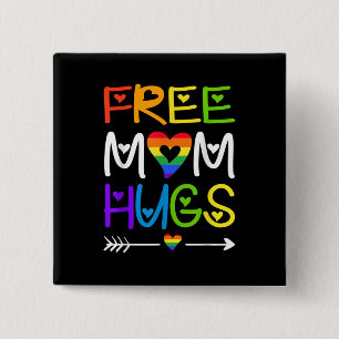 Free Mamma Hugs Rainbow Heart LGBT Pride Månad Knapp