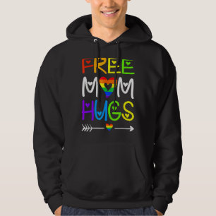 Free Mamma Hugs Rainbow Heart Lgbt Pride månad T Hoodie