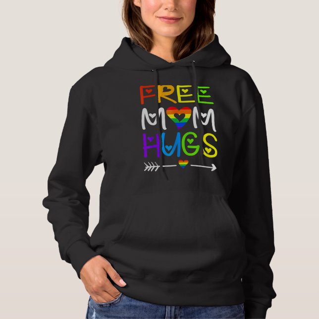 Free Mamma Hugs Rainbow Heart Lgbt Pride Månad T Shirt (Framsida)