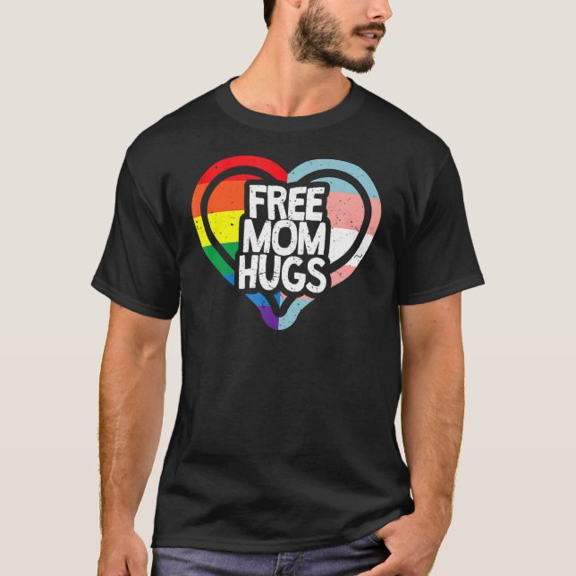 Free Mamma Hugs Rainbow Pride Lgbt T Shirt (Framsida)