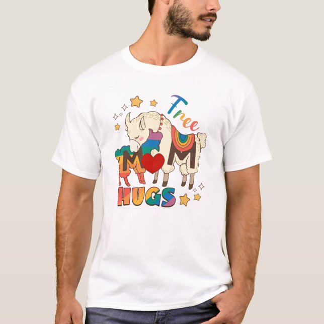 Free Mamma Hugs - Rainbow Sheep LGBTQ Pride Hug T Shirt (Framsida)