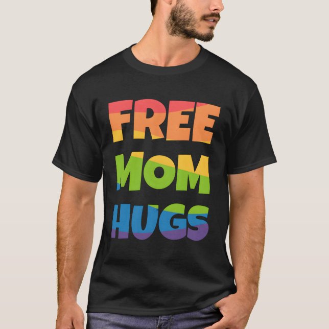 Free Mamma Hugs Rainbow T Shirt (Framsida)