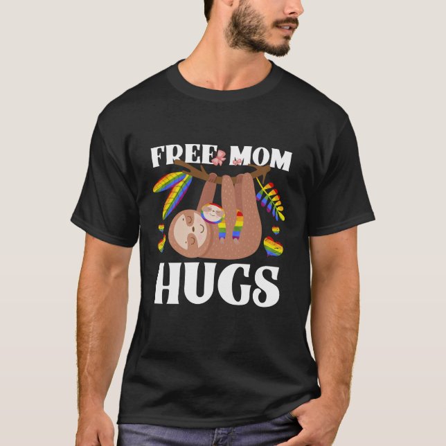 Free Mamma Hugs Shirt, Lundny Otter, HBT Rainbow T Shirt (Framsida)