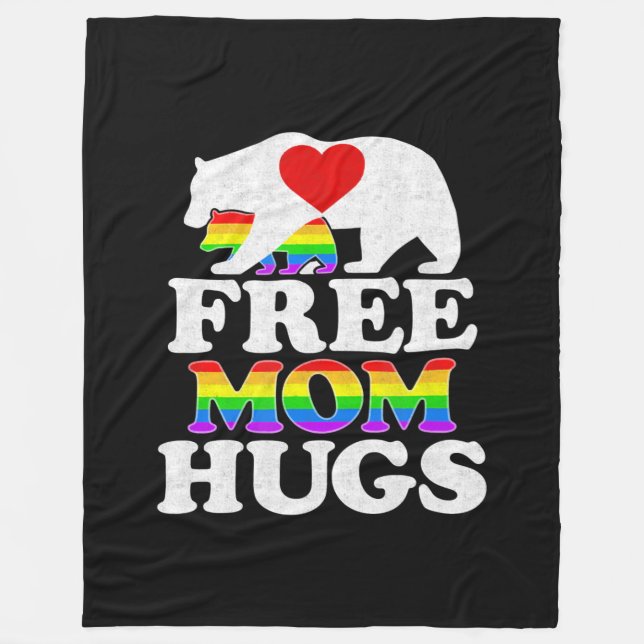 Free Mamma Hugs Women LGBT Pride Mamma Bear Fleecefilt (Framsidan)