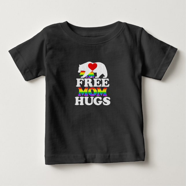 Free Mamma Hugs Women LGBT Pride Mamma Bear T Shirt (Framsida)
