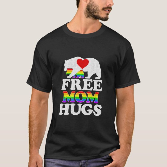 Free Mamma Hugs Women LGBT Pride Mamma Bear T Shirt (Framsida)
