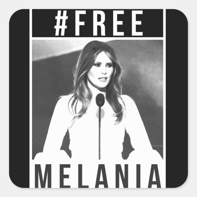 Free Melania Sticker (svart) Fyrkantigt Klistermärke (Framsida)