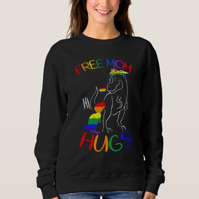 Free Mom Hugs LGBT Pride Mama Dinosaur Rex LGBT Pr T Shirt (Framsida)