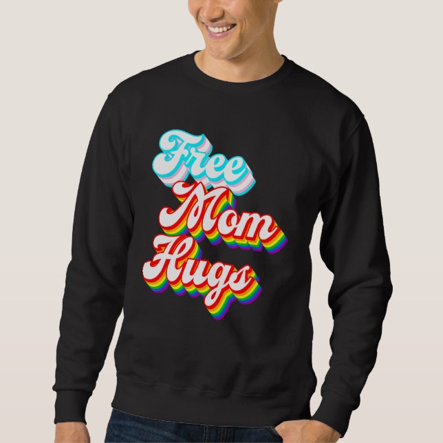Free Mom Hugs  LGBTQ+ Trans Rainbow Pride Lång Ärmad Tröja (Framsida)