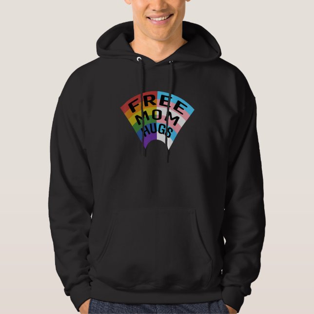 Free Mom Hugs Rainbow LGBT Trans Kids Trans Mom Hoodie (Framsida)