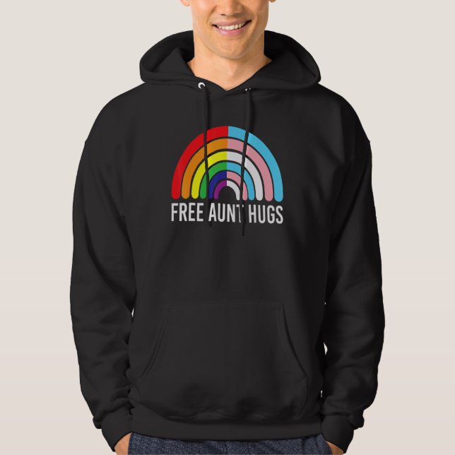 Free Moster Hugs Rainbow Transgender Flagga Lgbtq  Hoodie (Framsida)