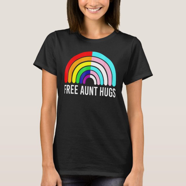 Free Moster Hugs Rainbow Transgender Flagga Lgbtq  T Shirt (Framsida)