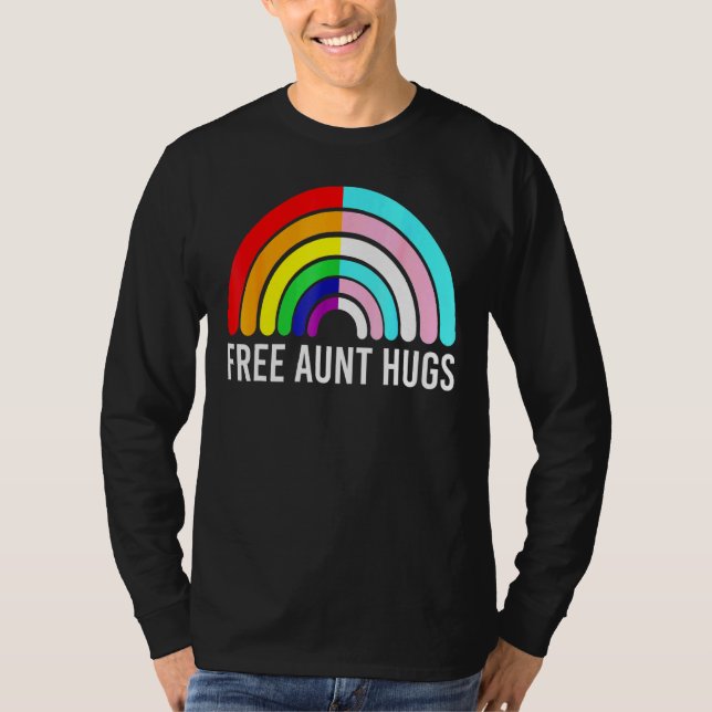 Free Moster Hugs Rainbow Transgender Flagga Lgbtq  T Shirt (Framsida)