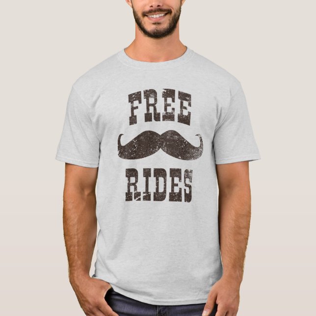 Free Mustache Rides Funny Vintage Tröja (Framsida)