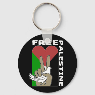 Free Palestine Dove Heart Fredstecken Black Nyckelring