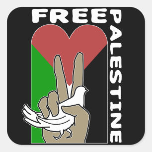 Free Palestine Dove Heart Fredstecken Fyrkantigt Klistermärke
