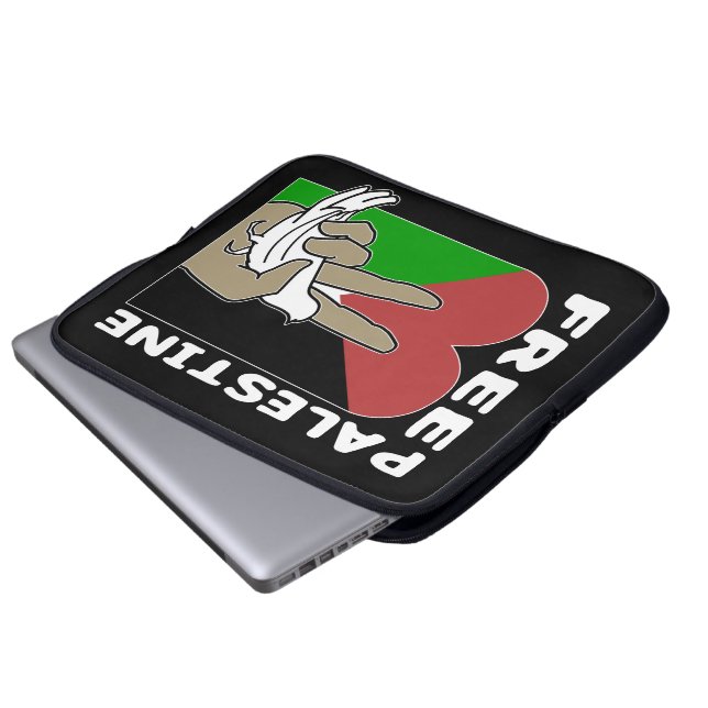 Free Palestine Dove Heart Fredstecken Laptop Sleeve (Framre botten)