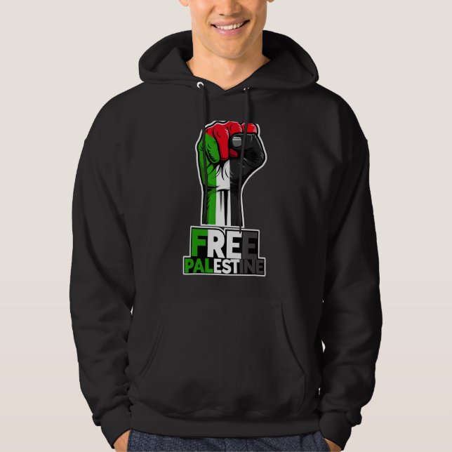 Free Palestine Flag of Palestine Palestinian fist  Hoodie (Framsida)