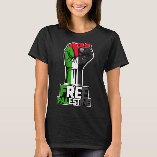 Free Palestine Flag of Palestine Palestinian fist  T Shirt (Framsida)